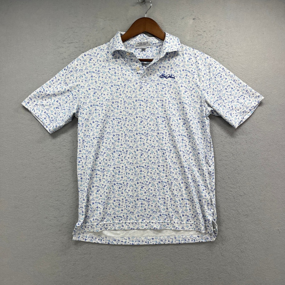 Peter Millar Polo Shirt Boys L White Sea Island Golf Summer Comfort Caddyshack